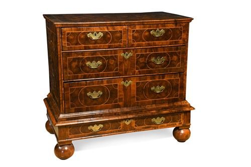 Lot 340 - An oyster veneered chest on stand, late 17th century