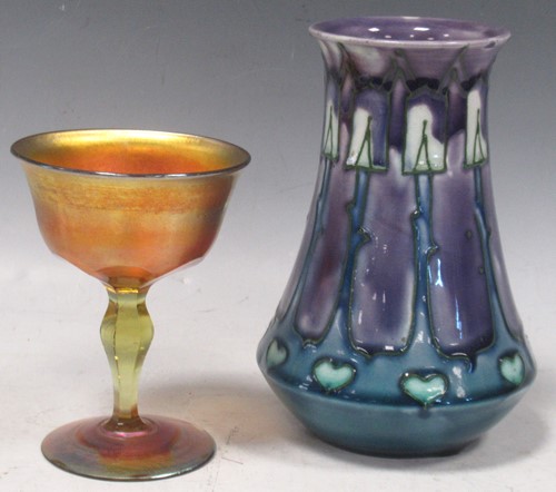 Lot 28 - A Tiffany Favrille glass goblet, marked 'LCT'...