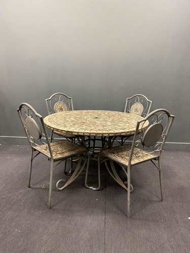 Lot 837 - A French style scrolled metalwork table, grey...