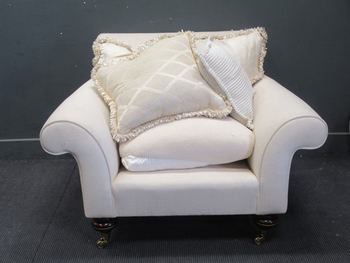 Lot 793 - A pair of modern upholstered armchairs, or...