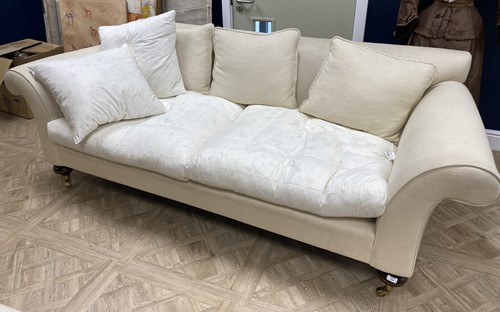 Lot 794 - A pair of comfortable modern three-seat sofas...