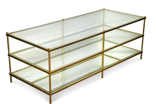 Lot 363 - A three-tier brass coffee table