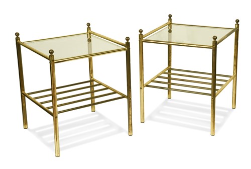 Lot 340 - A pair of brass lamp tables, circa 1970s