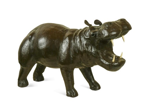 Lot 172 - A leather clad model of a hippo