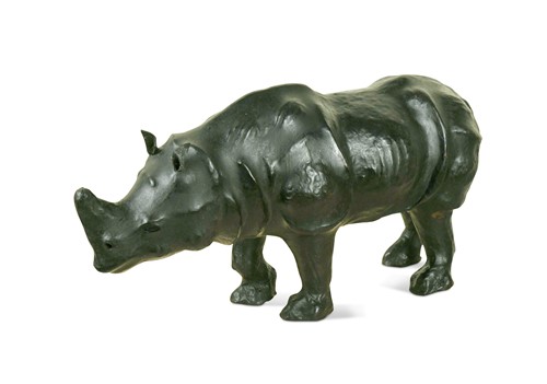 Lot 173 - A leather clad model of a rhino