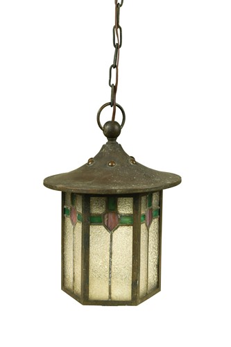 Lot 233 - A Glasgow School glazed copper lantern