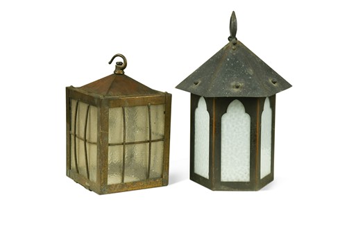 Lot 249 - Two Arts & Crafts copper lanterns