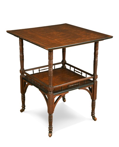 Lot 221 - An Aesthetic period two-tier ash and rosewood occasional table