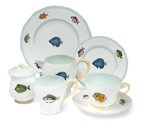 Lot 37 - Shelley for Rowland Ward, a Fish pattern part tea set