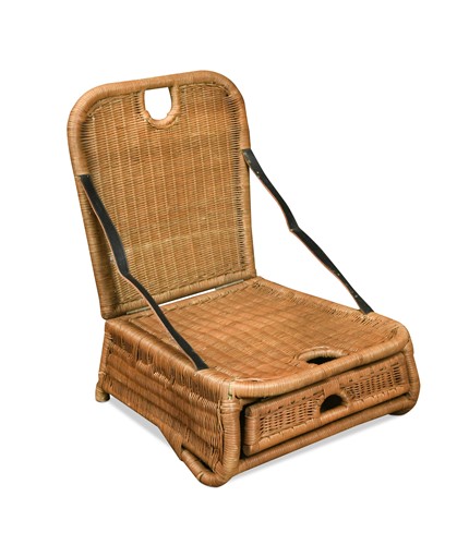 Lot 615 - A vintage wickerwork folding fishing chair