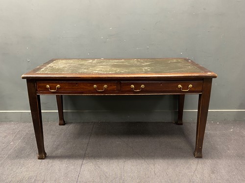 Lot 646 - Leather topped mahogany table, with two frieze...