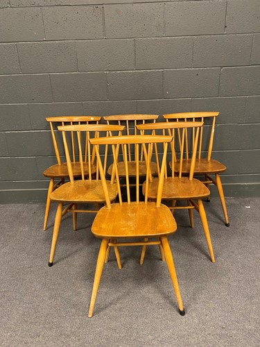 Lot 759 - Set of six 20th century beech and elm kitchen...