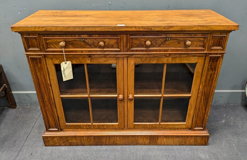 Lot 407 - A Victorian walnut side cabinet, with two...