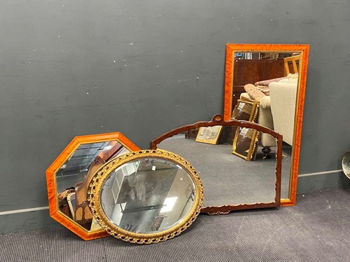 Lot 705 - Four modern mirrors, to include a hexagonal...