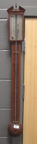 Lot 638 - A 19th century inlaid mercury stick barometer,...