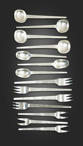 Lot 214 - A part service of modernist silver flatware by John Leslie Miller Auld, Glasgow, 1963