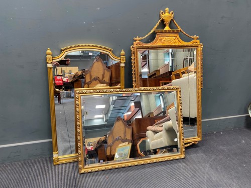 Lot 684 - Three gilt neo-classical wall mirrors, 117cm x...