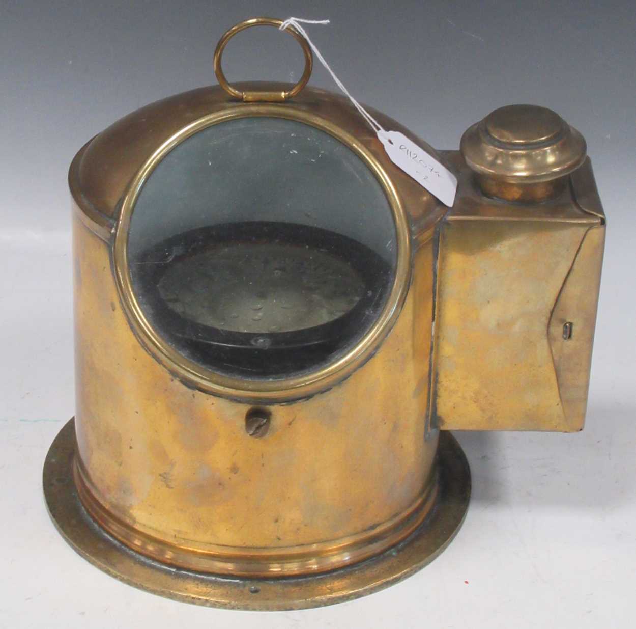 Lot 80 - A brass ship's binnacle floating compass,...