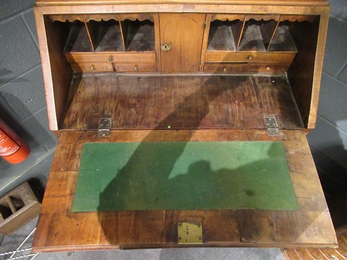 Lot 465 - A walnut bureau bookcase, 18th century