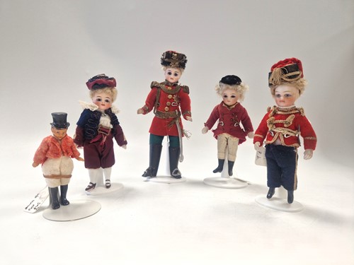 Lot 42 - A group of male miniature bisque dolls, late 19th century