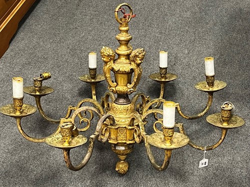 Lot 622 - A 19th century 8 branch chandelier with cherub...