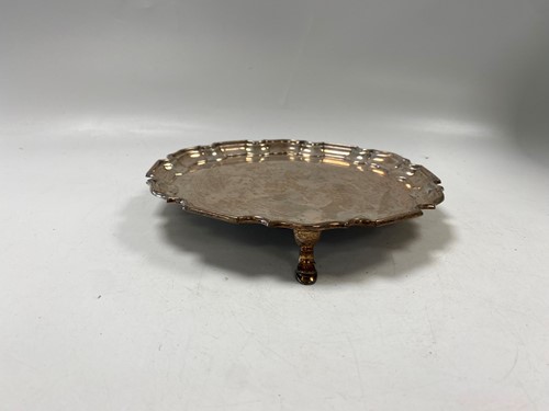 Lot 370 - A silver 'Chippendale' style salver, 307g...