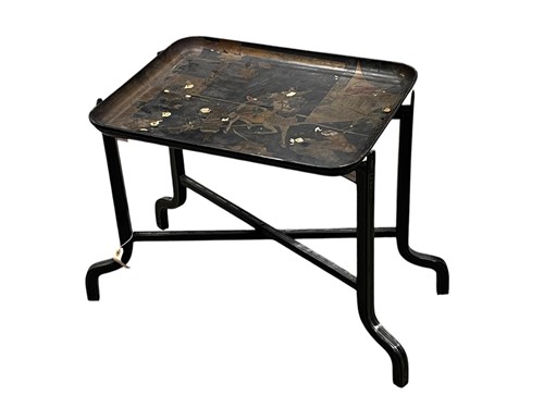 Lot 682 - A black lacquer tray, late 19th century