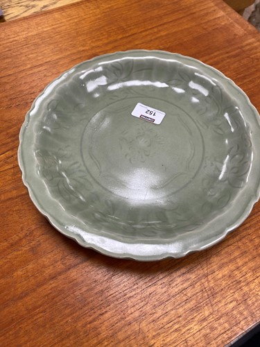 Lot 152 - Longquan celadon dish Song dynasty. Barbed rim...
