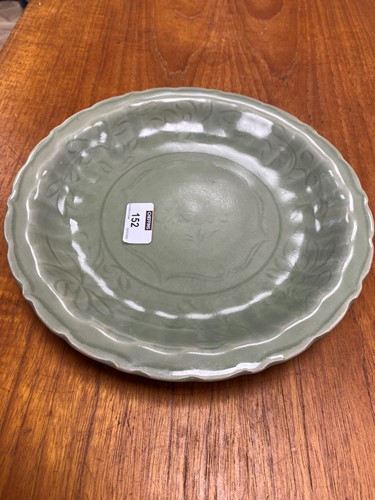 Lot 152 - Longquan celadon dish Song dynasty. Barbed rim...