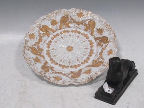 Lot 9 - Meissen dish with raised exotic bird design in...