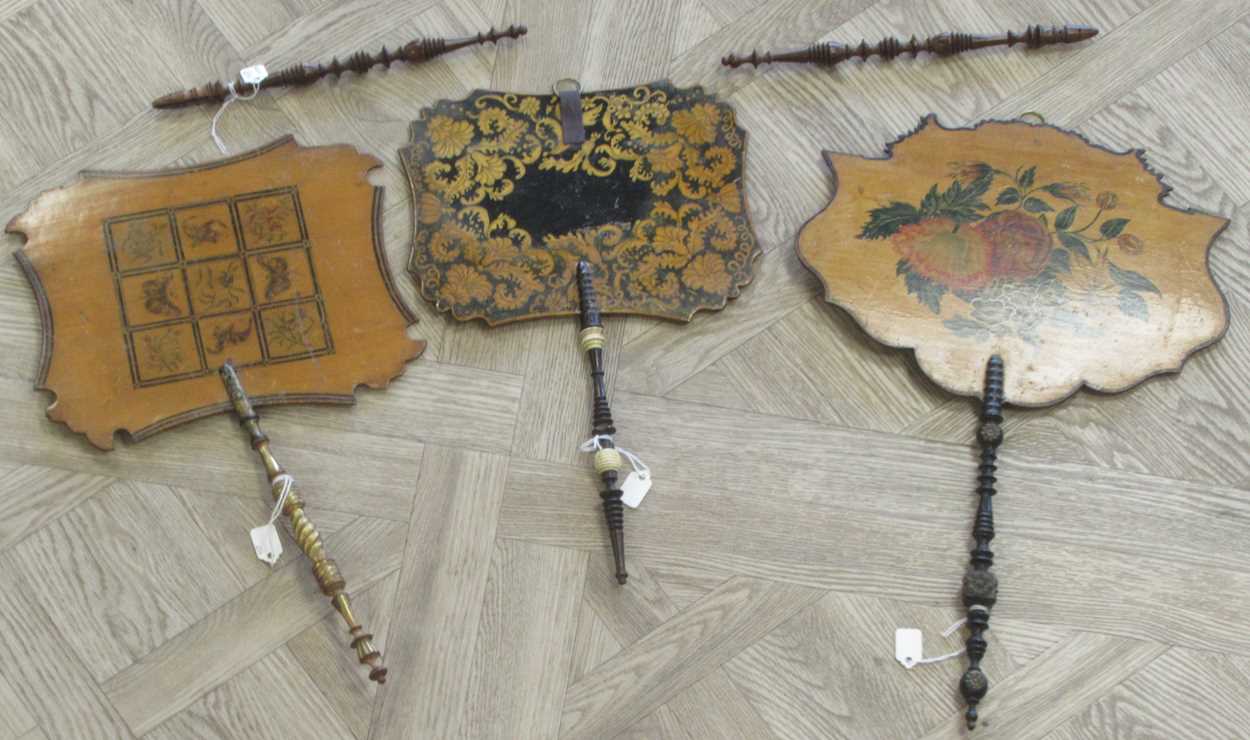 Lot 274 - Group of 19th century penwork hand held...