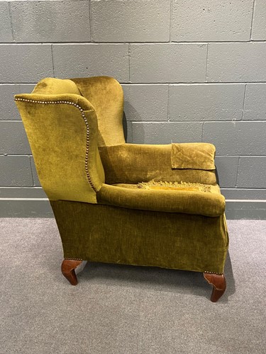 Lot 603 - A 19th century walnut wingchair on reduced...
