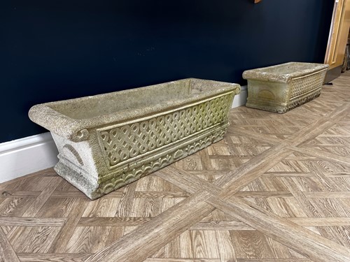Lot 835 - A pair of composite stone rectangular garden...
