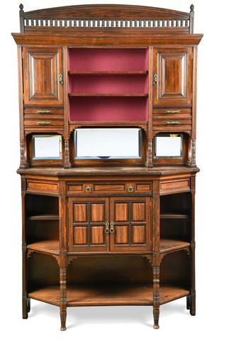 Lot 225 - Attributed to Collinson & Lock, an Aesthetic period rosewood cabinet