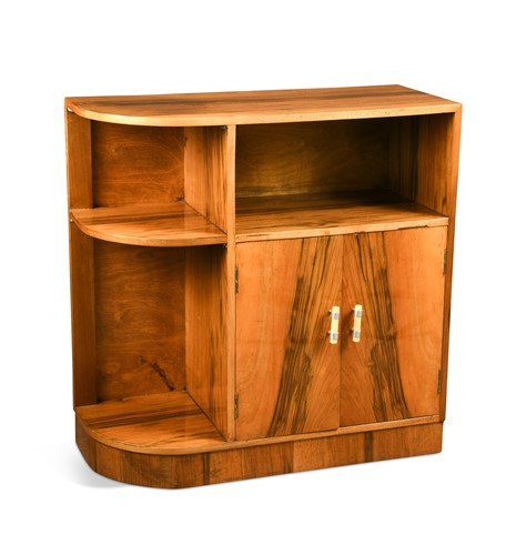 Lot 310 - An Art Deco walnut bookcase cabinet