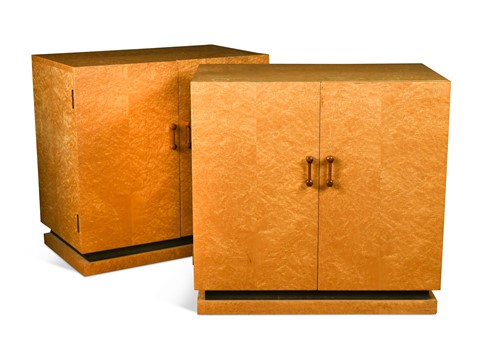 Lot 315 - A pair of Art Deco style birds eye maple side cabinets
