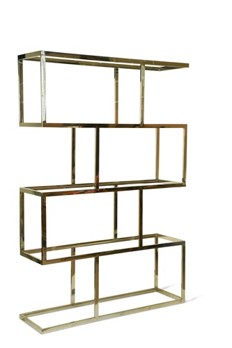 Lot 349 - A set of chrome and glass shelves or room divider