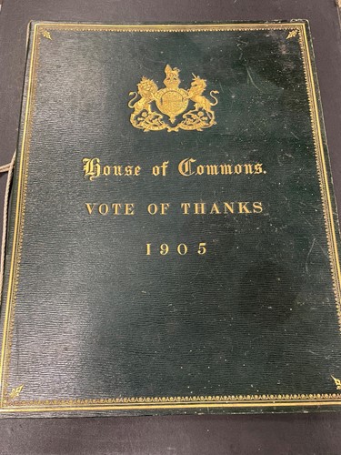 Lot 389 - GULLY (William Court; Speaker of the House of Commons) Presentation leather desk blotter 1905