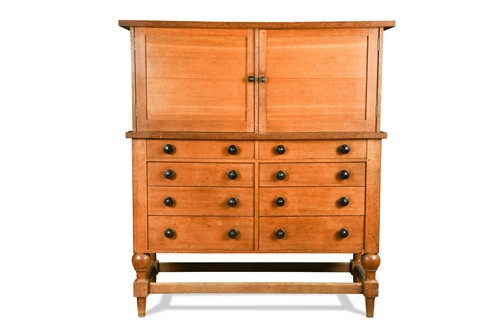 Lot 185 - A substantial Arts & Crafts oak collector's cabinet