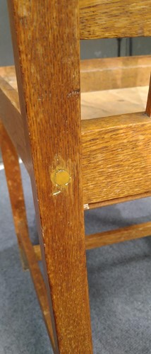 Lot 266 - Paul Matt for Brynmawr Furniture, a set of twelve Arts & Crafts oak 'Mount' dining chairs