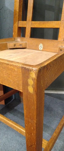 Lot 266 - Paul Matt for Brynmawr Furniture, a set of twelve Arts & Crafts oak 'Mount' dining chairs