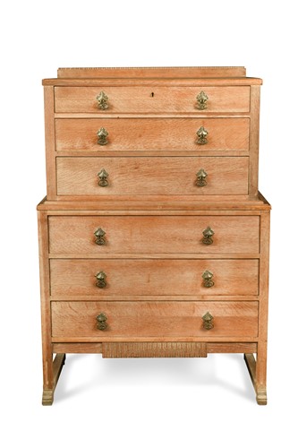 Lot 282 - An Art Deco limed oak chest on chest by Harris Lebus, London, circa 1930