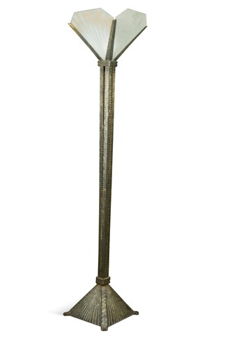 Lot 305 - In the manner of Edgar Brandt, a wrought iron uplighter