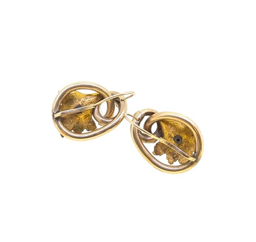 Lot 62 - A pair of Victorian garnet and split pearl earrings