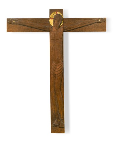 Lot 96 - Eric Gill's Guild of St Joseph & St Dominic, Ditchling, a carved wood Crucifix, circa 1930