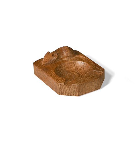 Lot 132 - Robert 'Mouseman' Thompson of Kilburn, a carved English oak ashtray