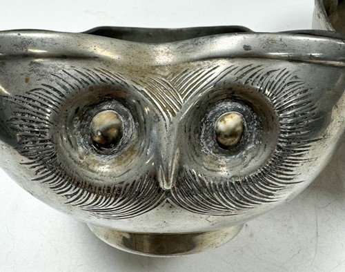 Lot 155 - Liberty & Co., a pair of Tudric pewter owl bowls, No. 036