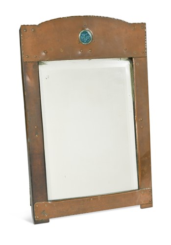 Lot 148 - An Arts & Crafts copper framed easel back table mirror
