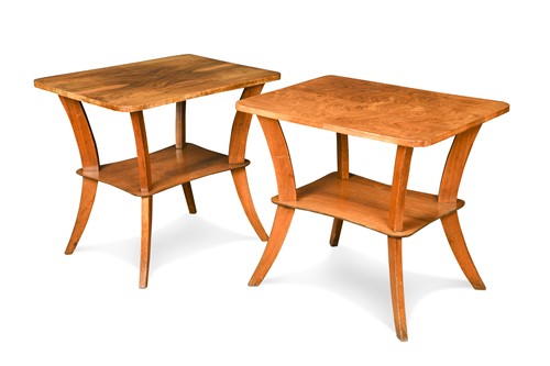 Lot 308 - A pair of Art Deco walnut lamp or end tables
