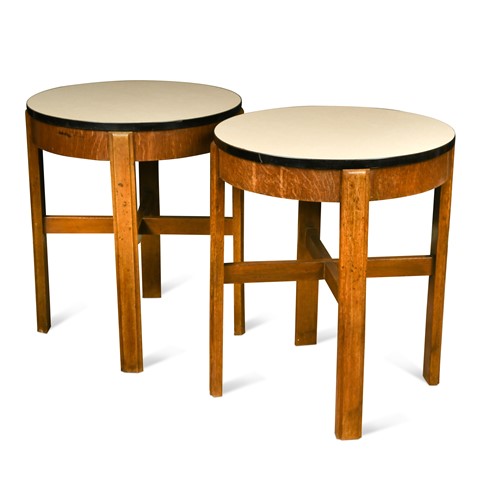 Lot 295 - A pair of Art Deco beech and oak side tables